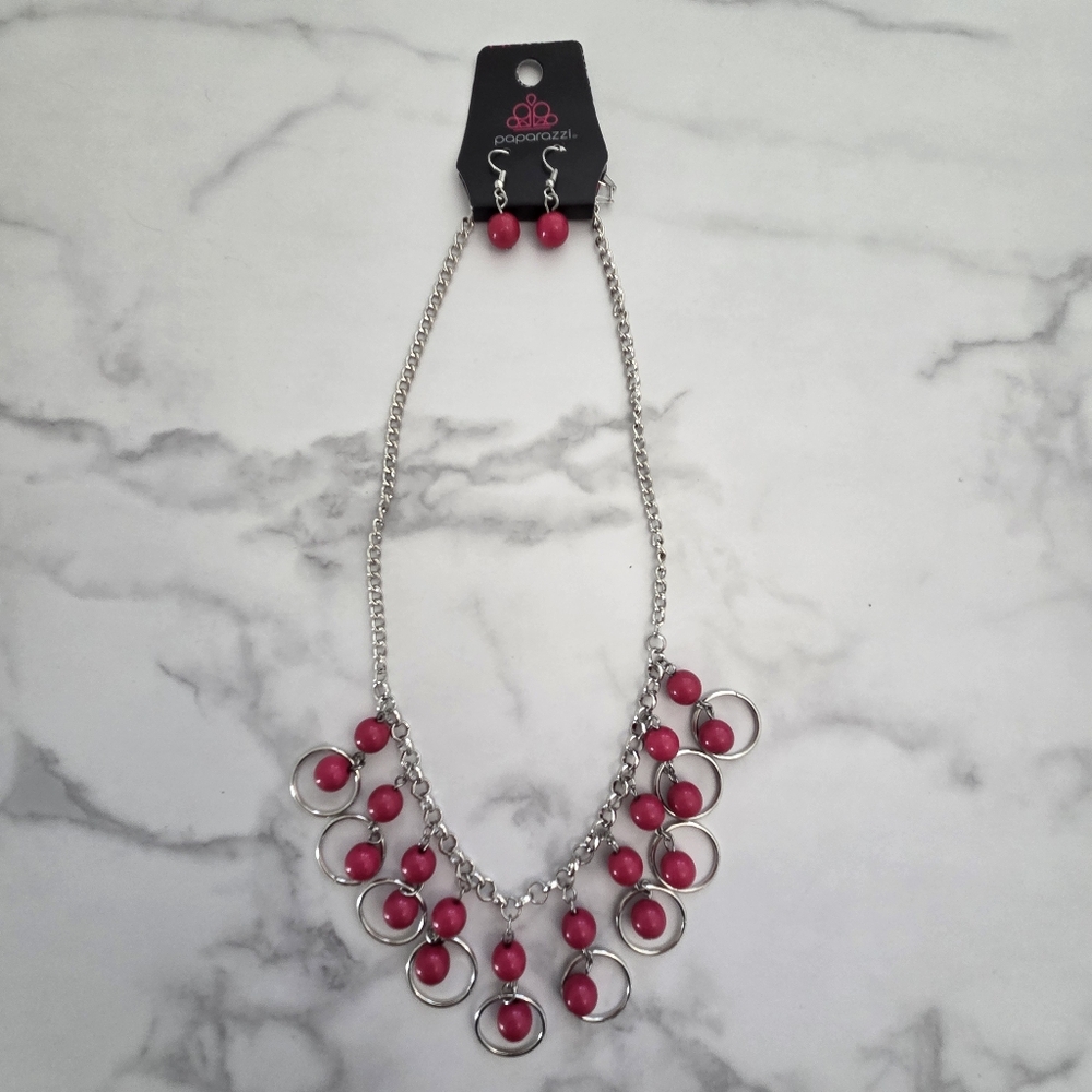 Paparazzi Red Bead Necklace & Earring Set NWT - Picture 3 of 13